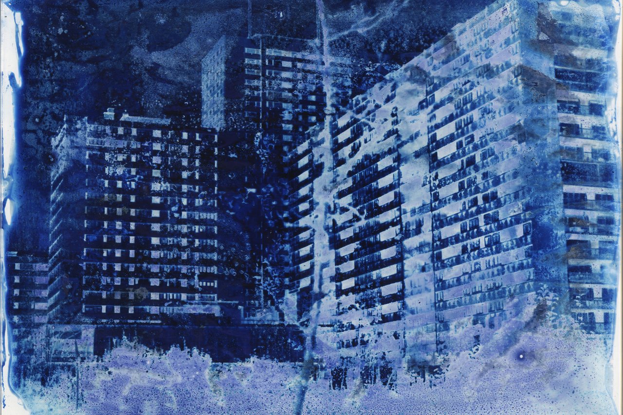 « cyanotypes sur verre », Bagnolet, 2024
